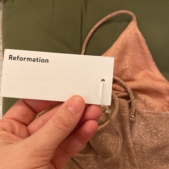 NWT Reformation Disco Dress in Rose Sparkle - Picture 8 of 13